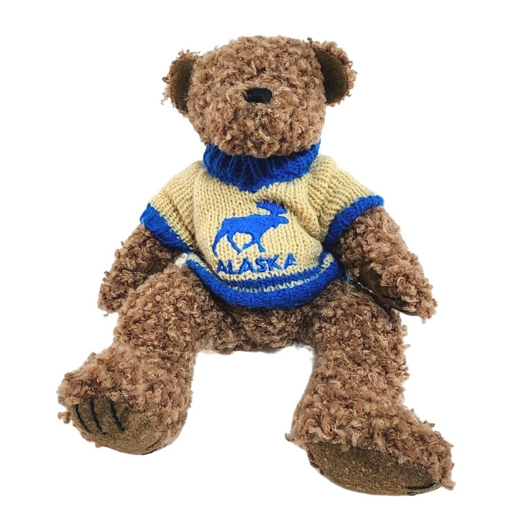 Vintage Artic Circle Enterprises Anchorage, Alaska Bear Plush w/ Sweater Jointed
